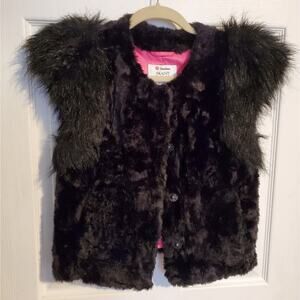 Woman's faux fur vest Black with pink lining sz.S